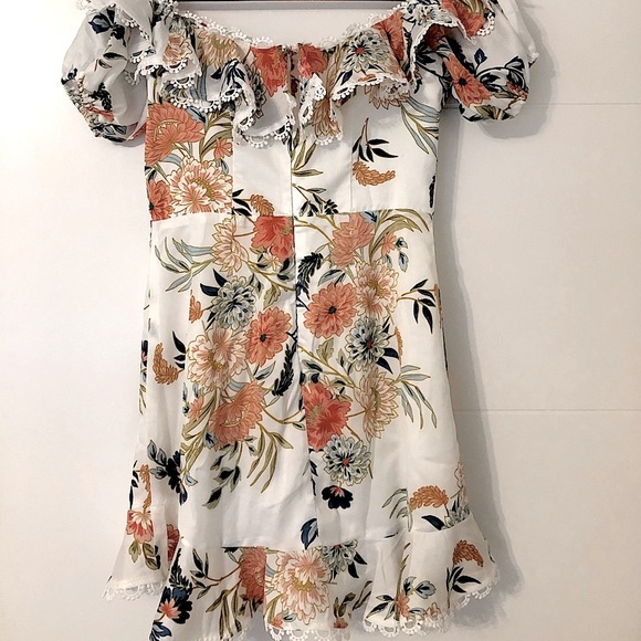 Meg Floral Off The Shoulder Ruffle Dress Small - Picture 4 of 8